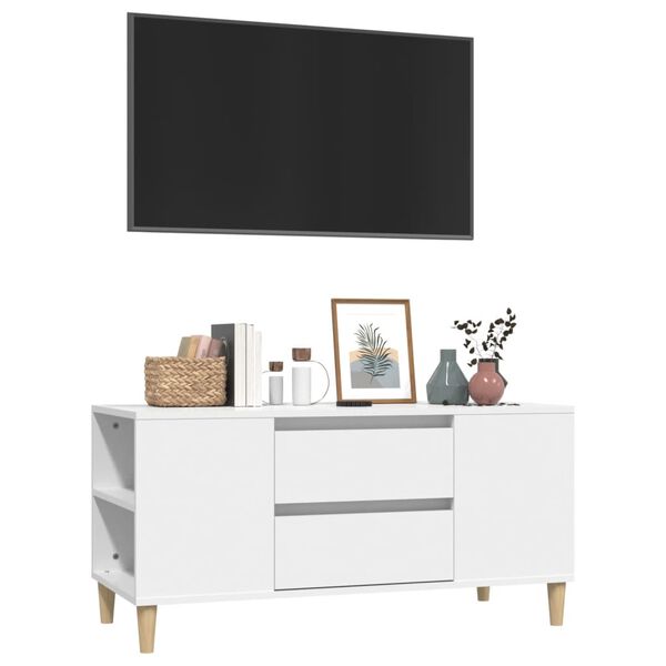 vidaXL Mueble para TV madera contrachapada blanco 102x44,5x50 cm