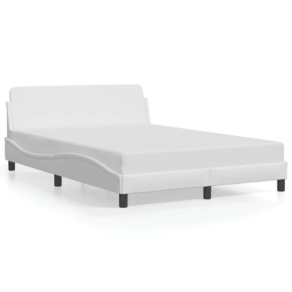 vidaXL Estructura de cama Dover cuero sint&eacute;tico blanco 140x190cm