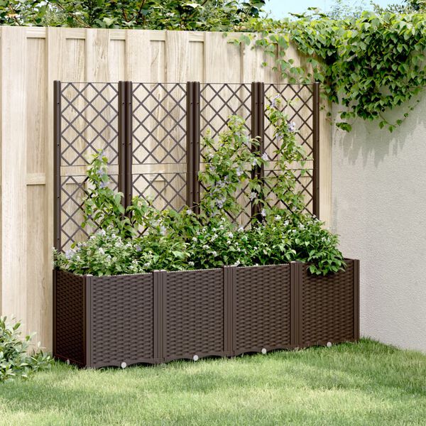 vidaXL Jardinera con enrejado PP marr&oacute;n 160x40x140 cm