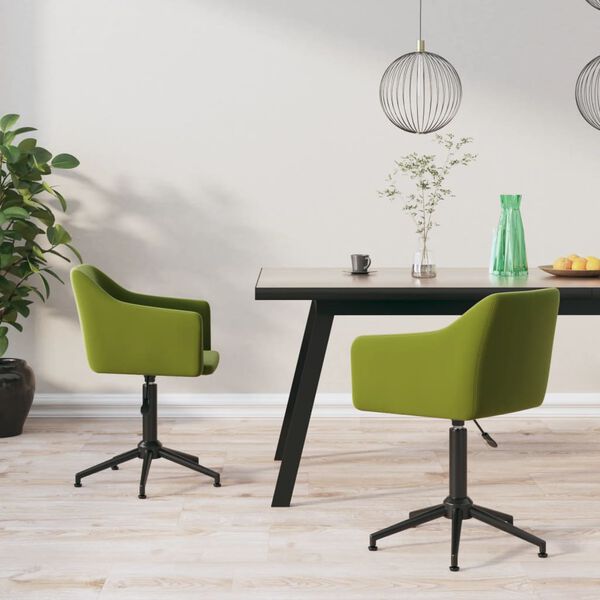 vidaXL Sillas de comedor giratorias 2 uds terciopelo verde claro