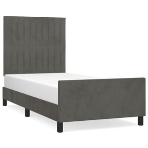 vidaXL Estructura de cama sin colch&oacute;n terciopelo gris oscuro 90x200 cm