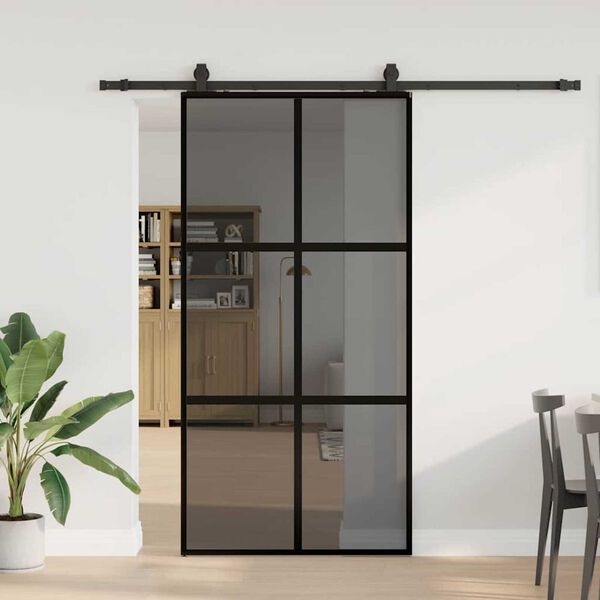 vidaXL Puerta corredera herrajes negro 102,5x205 cm vidrio templado