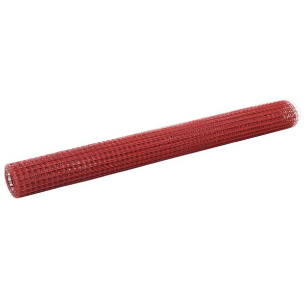 vidaXL Alambrada de gallinero acero revestimiento PVC rojo 25x1,5 m