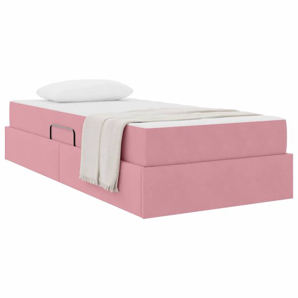 vidaXL Cama con almacenamiento y colch&oacute;n Rosa 100 x 200 cm Terciopelo
