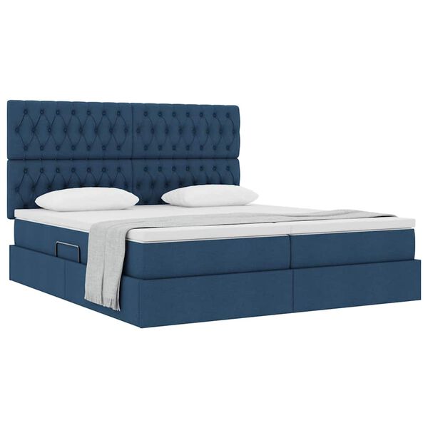 vidaXL Cama con almacenamiento Azul 180 x 200 cm Cuero sint&eacute;tico