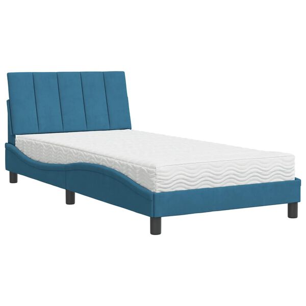 vidaXL Cama con colch&oacute;n Hanko terciopelo azul 100x200 cm