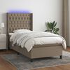 vidaXL Cama box spring colch&oacute;n y luces LED gris taupe 80x200 cm