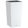 vidaXL Macetero con interior extra&iacute;ble PP rat&aacute;n blanco 11/26,5 L