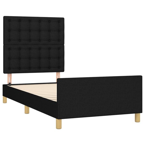 vidaXL Estructura de cama con cabecero de tela negro 90x190 cm