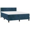 vidaXL Cama box spring colch&oacute;n y LED terciopelo azul oscuro 140x190 cm