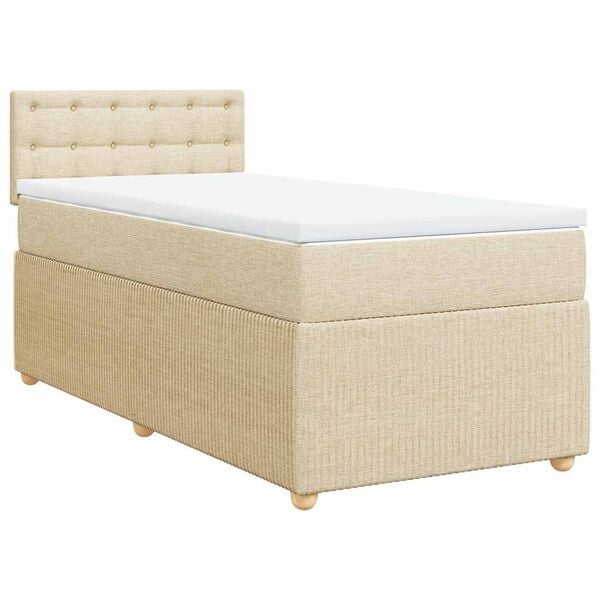vidaXL Cama box spring con colch&oacute;n tela color crema 100x200 cm
