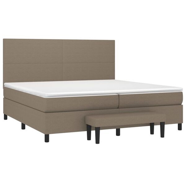 vidaXL Cama box spring con colch&oacute;n tela gris taupe 200x200 cm