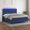 vidaXL Cama box spring colch&oacute;n y luces LED tela azul 160x200 cm