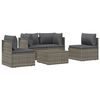 vidaXL Set de muebles de jard&iacute;n 5 pzas y cojines rat&aacute;n sint&eacute;tico gris