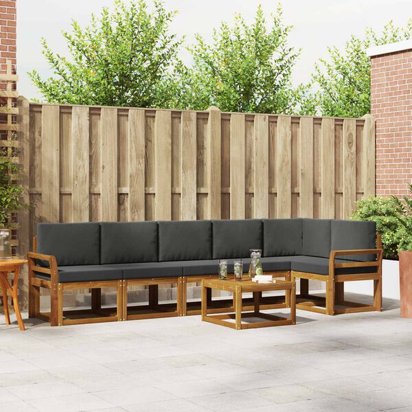 vidaXL Conjunto de sof&aacute;s de exterior 7 pcs Natural y Antracita