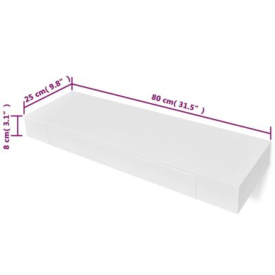 Estantes de pared flotantes con cajones 2 uds blanco 80 cm - referencia  Mqm-276002