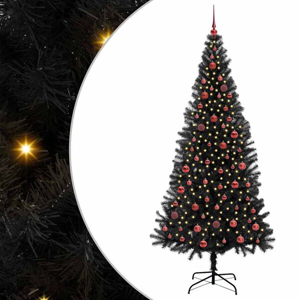 vidaXL &Aacute;rbol de Navidad con 300 LED con soporte Negro 210 cm PVC