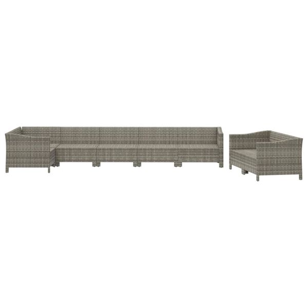 vidaXL Set de muebles de jard&iacute;n 8 pzas y cojines rat&aacute;n sint&eacute;tico gris