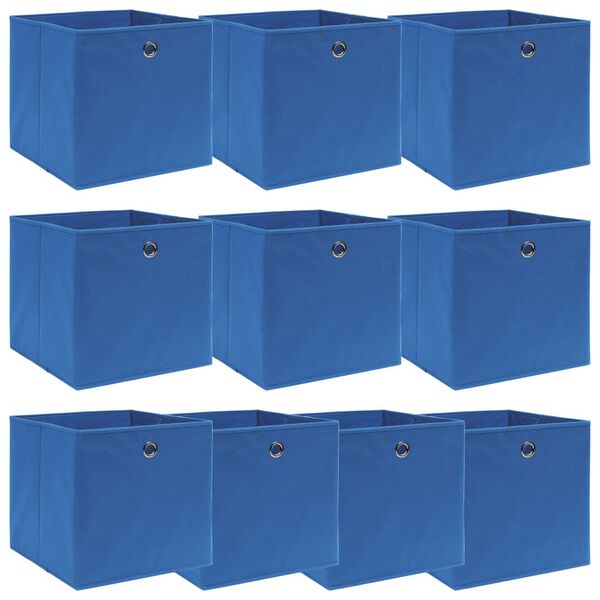 vidaXL Cajas de almacenaje 10 uds tela azul 32x32x32 cm