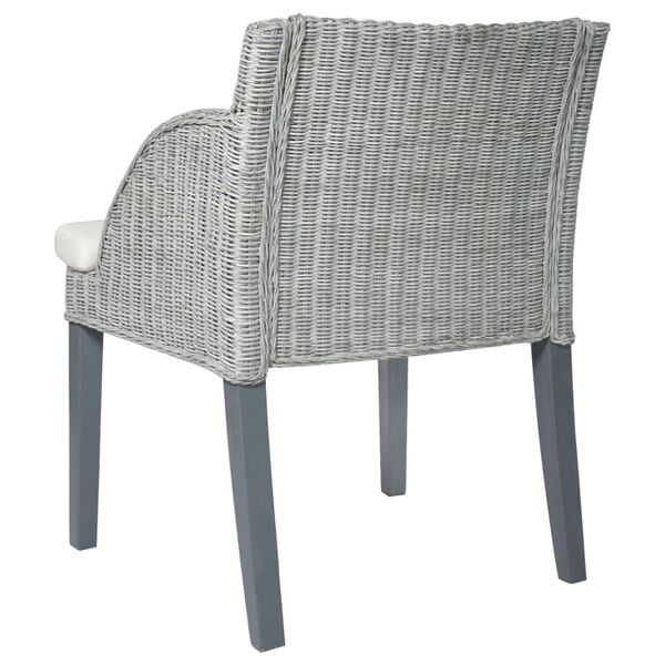 vidaXL Silla de comedor con coj&iacute;n rat&aacute;n natural gris
