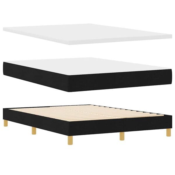 vidaXL Cama tipo Box Spring con colch&oacute;n Negro 190 x 140 cm tela