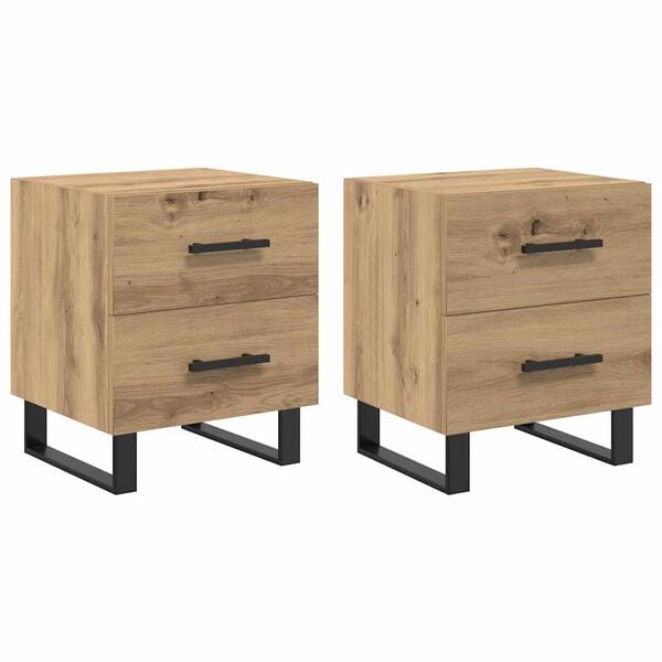 vidaXL Armario de Noche 2 pcs Roble artesanal 40 x 35 x 47,5 cm