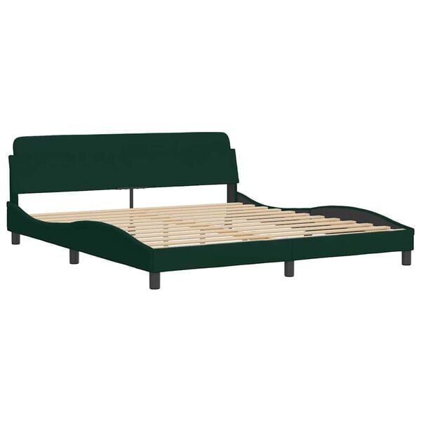 vidaXL Estructura de cama sin colch&oacute;n Hanko terciopelo verde oscuro 180x200 cm