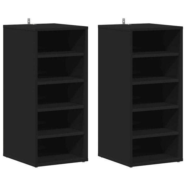 vidaXL Muebles zapateros 2 uds madera contrachapada negro 31,5x35x70cm