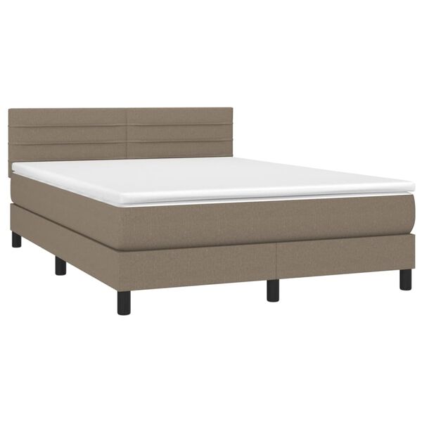 vidaXL Cama box spring con colch&oacute;n tela gris taupe 140x190 cm