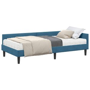vidaXL Estructura de Cama Esquina con Colch&oacute;n 2 pcs Azul Terciopelo