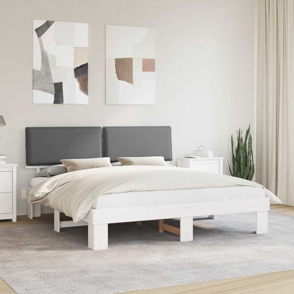 vidaXL Estructura de Cama con Cabecera Tapizada Gris Claro