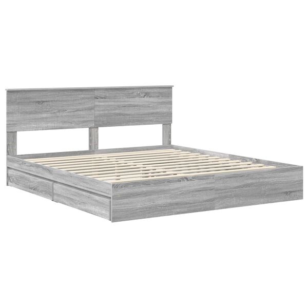 vidaXL Cama con almacenamiento con cabecera Gris Sonoma 180 x 200 cm