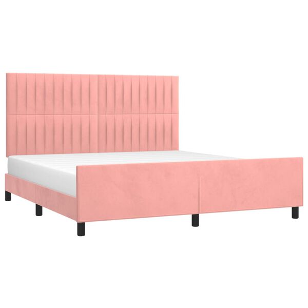 vidaXL Estructura de cama sin colch&oacute;n terciopelo rosa 160x200 cm