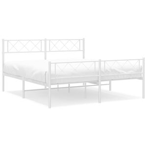 vidaXL Estructura cama sin colch&oacute;n con estribo metal blanco 120x200 cm