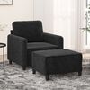 vidaXL Sill&oacute;n con taburete terciopelo negro 60 cm