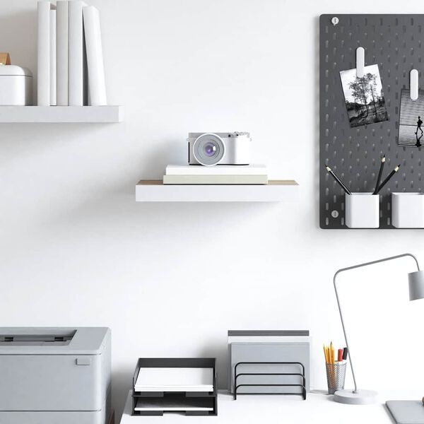 vidaXL Estante flotante de pared MDF roble y blanco 50x23x3,8 cm