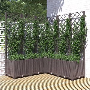 vidaXL Jardinera con enrejado PP marr&oacute;n 120x120x136 cm