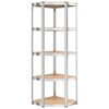 vidaXL Estantería esquina 5 niveles madera contrachapada y acero plata