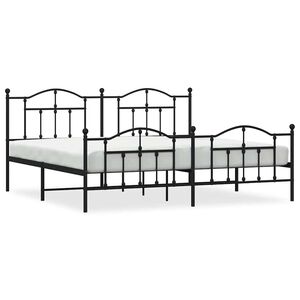 vidaXL Estructura cama sin colch&oacute;n con estribo metal negro 193x203 cm