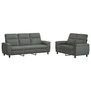 vidaXL Juego de Sof&aacute; 2 pcs Gris oscuro Tela