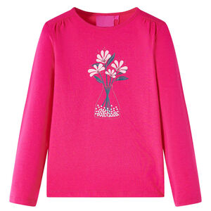 Camiseta infantil de manga larga rosa brillante 104