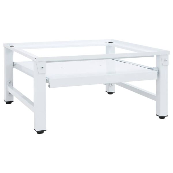 vidaXL Soporte pedestal para lavadora con estante extra&iacute;ble blanco