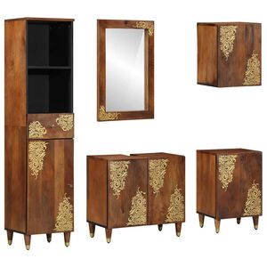 vidaXL Juego de Muebles de Baño con cajón con puerta 5 pcs Marrón miel