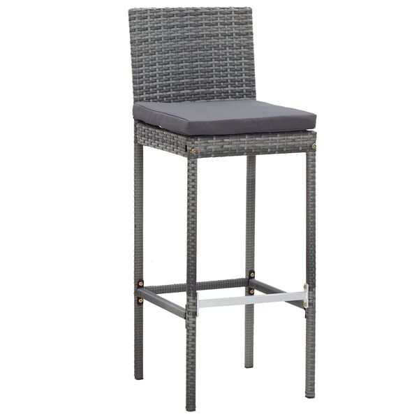 vidaXL Set muebles bar jardín 7 piezas y cojines ratán sintético gris