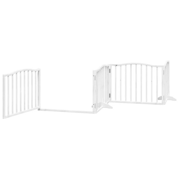 vidaXL Puerta de perros plegable 6 paneles madera &aacute;lamo blanca 480 cm