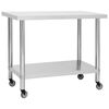 vidaXL Mesa de trabajo para cocina con ruedas acero inox 100x60x85 cm