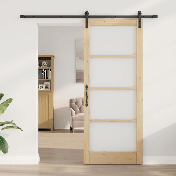 vidaXL Puerta Corredera ORKDAL Natural y negro 86 x 211 cm
