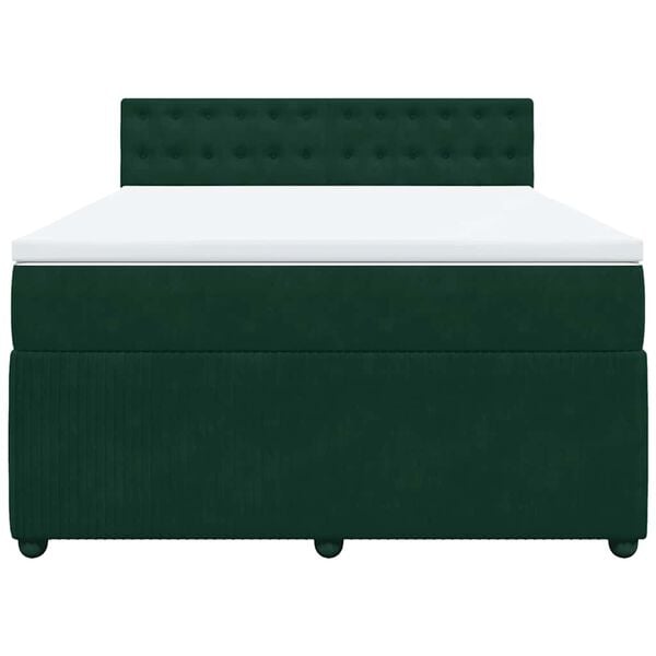 vidaXL Cama box spring con colch&oacute;n terciopelo verde oscuro 140x190 cm