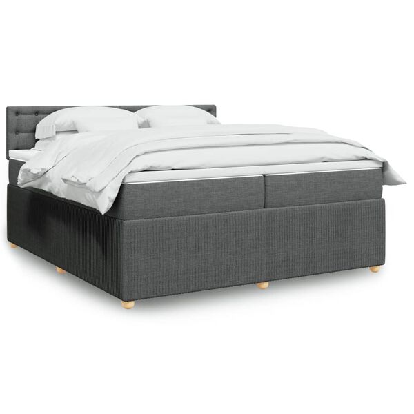 vidaXL Cama box spring con colch&oacute;n tela gris oscuro 200x200 cm