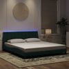 vidaXL Estructura de cama con LED sin colch&oacute;n Hanko terciopelo verde oscuro 180x200cm